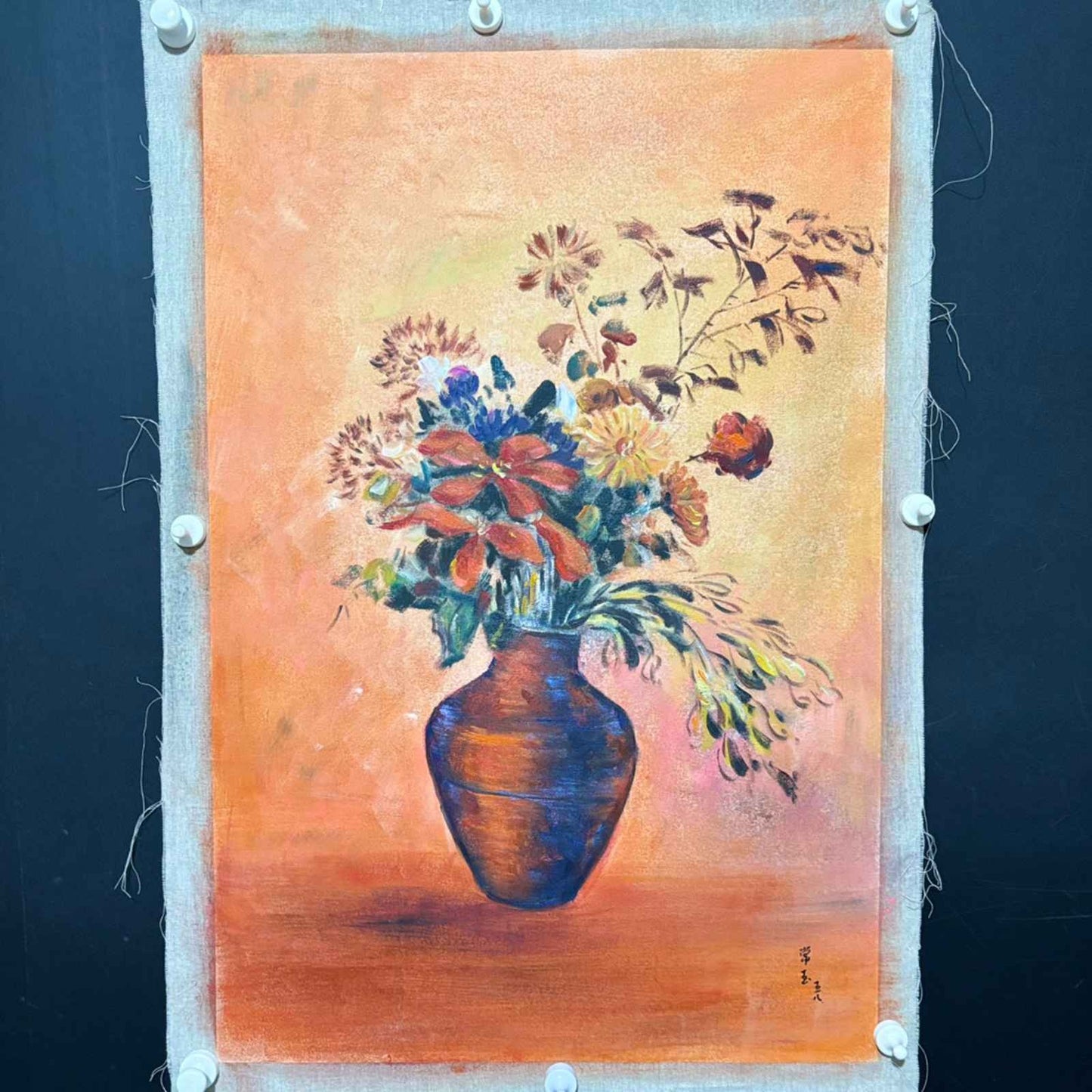 Chinese Hand Painted Canvas Oil Painting Flowers&plants By Chang Yu 常玉 30246