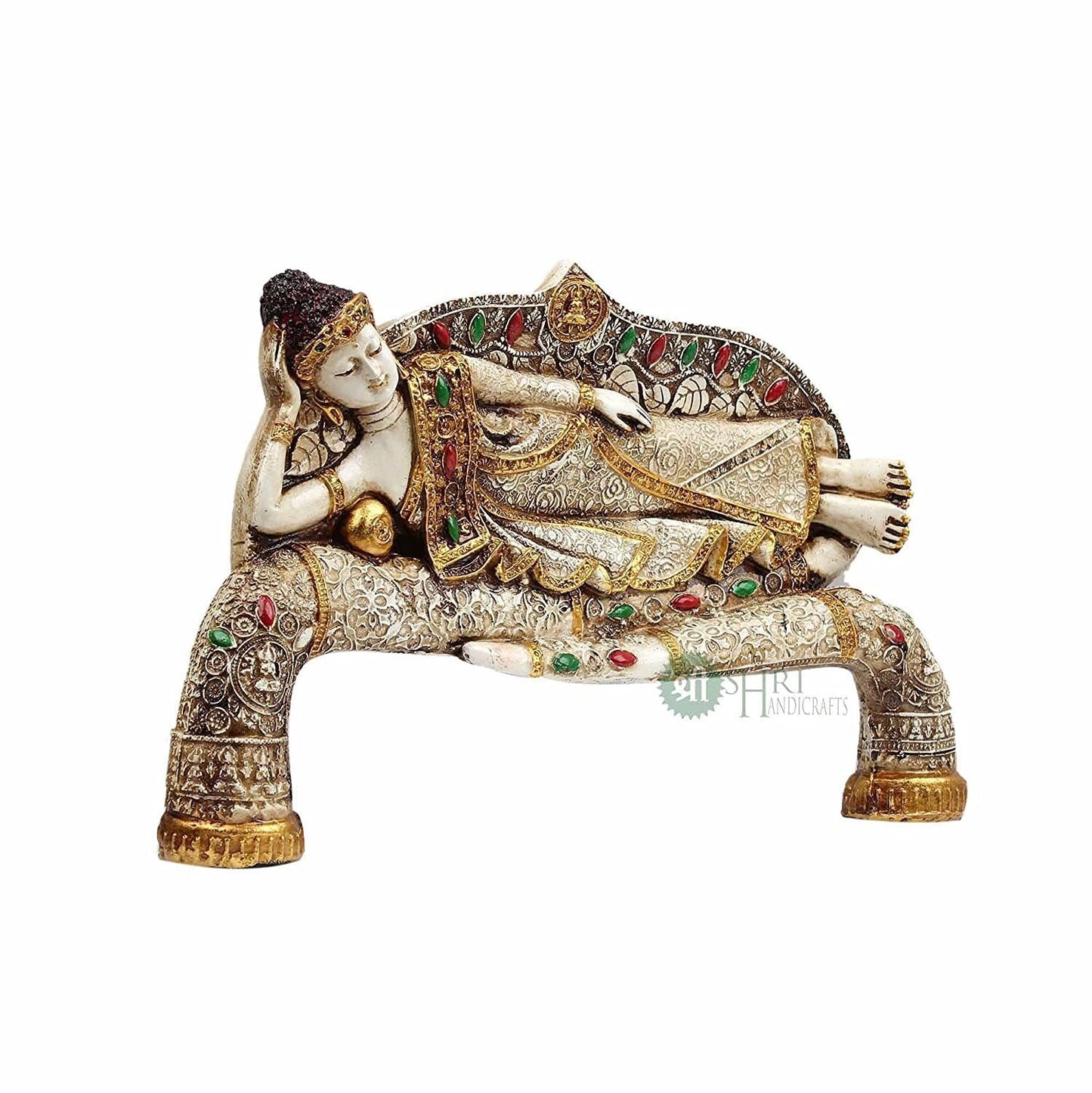 Polyresin Handmade Buddha Sleeping Idol Stone Finish Meditating Figurine Statue