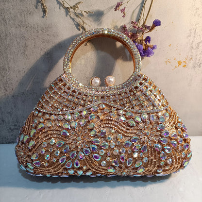Woman Wedding Bridal Handbag Flower Crystal Party Floral Evening Bag