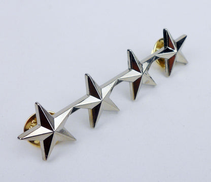 SILVERY METAL US MILITARY BERET STARS BADGE PIN INSIGNIA / U.S. RANK PIN