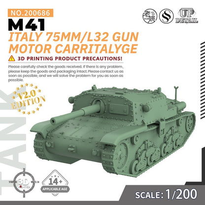 SS200686 1/200 Military Model Kit Italy M41 75mm/L32 Gun Motor CarrItalyge