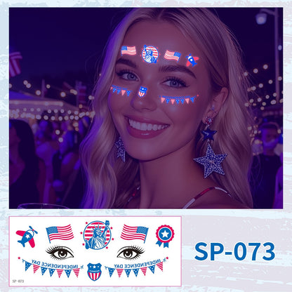USA Party Neon Dance Glow Fluorescent Face Stickers Tattoo Stickers160*65mm
