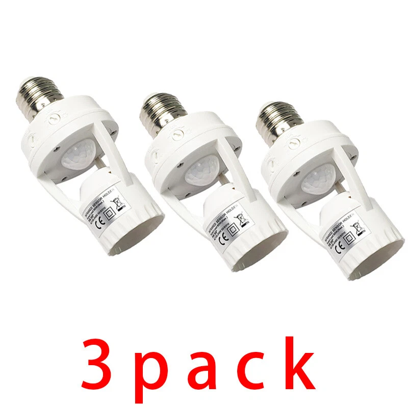 4 Pack E27 LED Light Lamp Bulb Holder Socket Switch Infrared PIR Motion Sensor