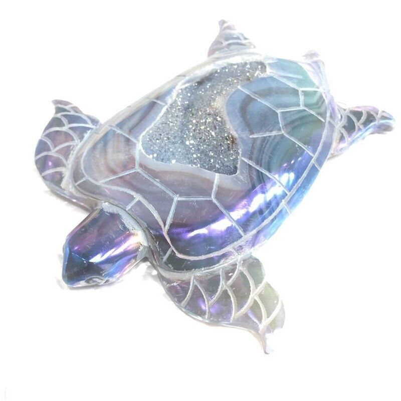 Tortoise Crafts Natural Crystal Angel Aura Agate Geode Healing Stones Home Decor