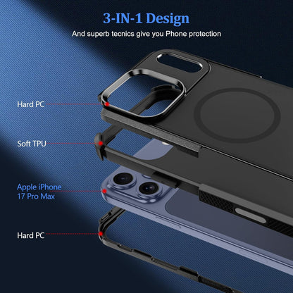 for Iphone 17 Pro Max Case Magnetic,360°Magnetic Ring Holder Rotation Stand[Mili