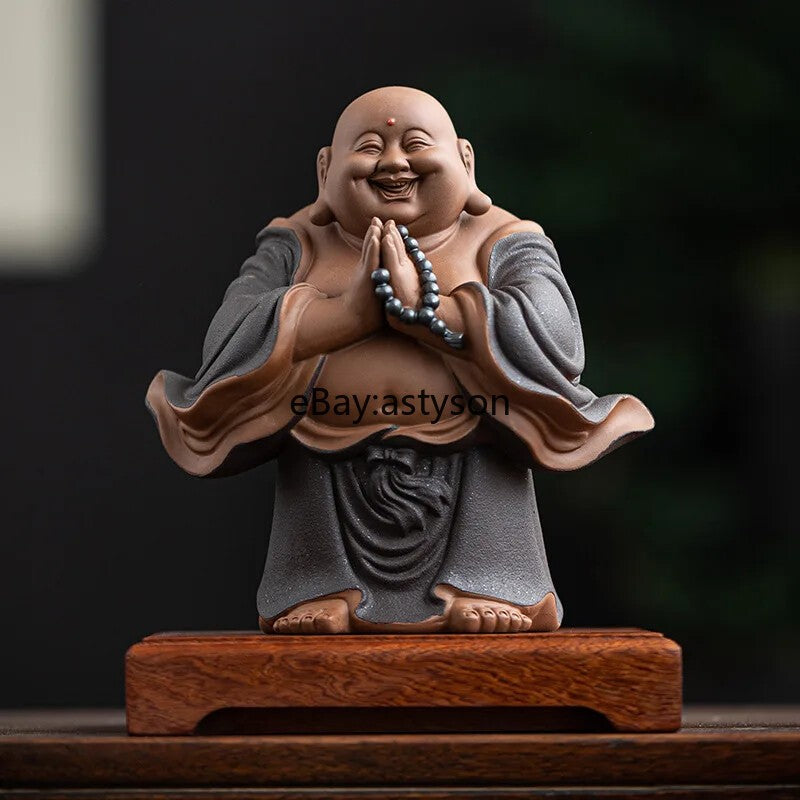 Chinese Style Maitreya Buddha Ceramics Attract Wealth Buddha Statue Decor