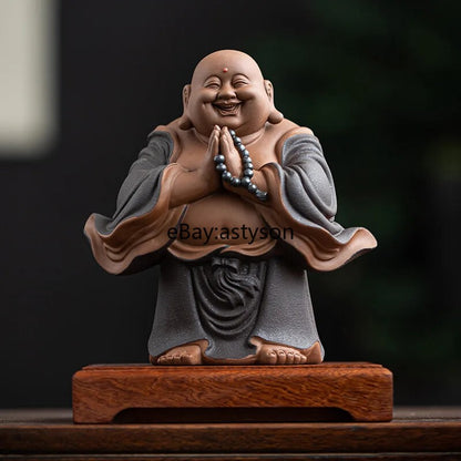 Chinese Style Maitreya Buddha Ceramics Attract Wealth Buddha Statue Decor