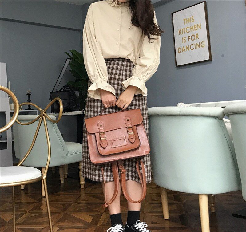 Vintage Women Backpack Preppy Style Student Purse Multifunctional Shoulder Bags