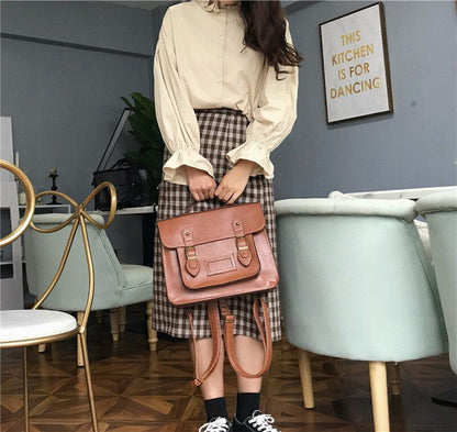 Vintage Women Backpack Preppy Style Student Purse Multifunctional Shoulder Bags