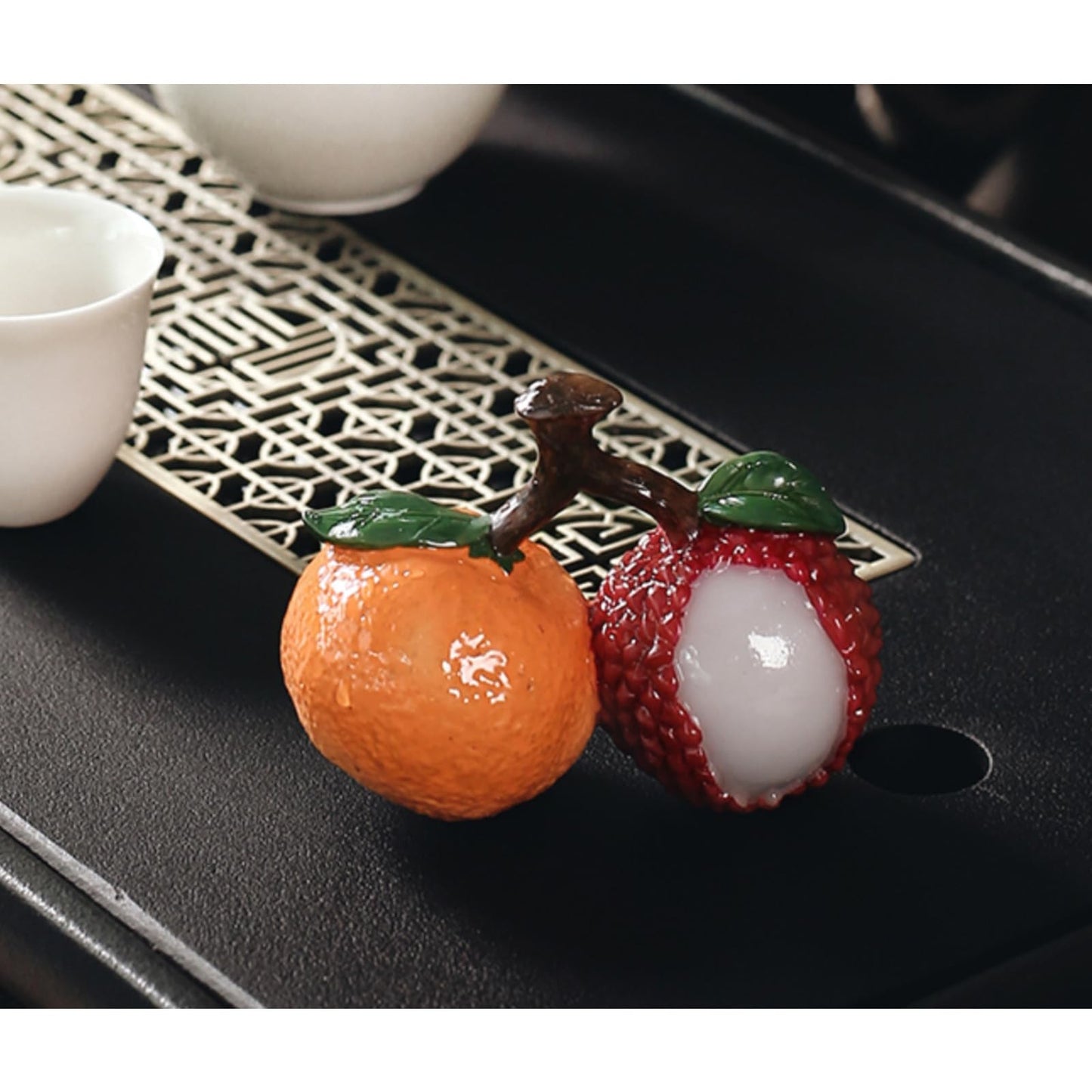 Fruit Color Change Resin Tea Pet 8.5cm 3.4in Tea Play Kung Fu Tea Set Decoration