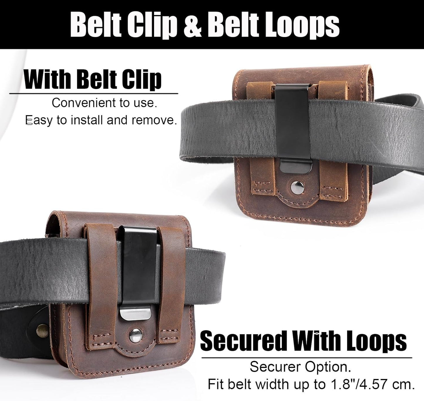 Leather Phone Holster for Samsung Galaxy Z Flip 6/5/4/3, Belt Clip Cell Phone Ca