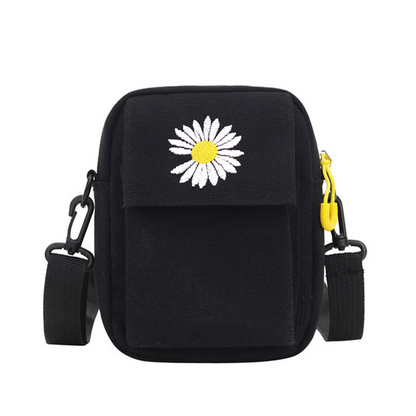 Women Shoulder Bag Cute Daisy Crossbody Bag Casual Tote Canvas Zipper Coin Purse