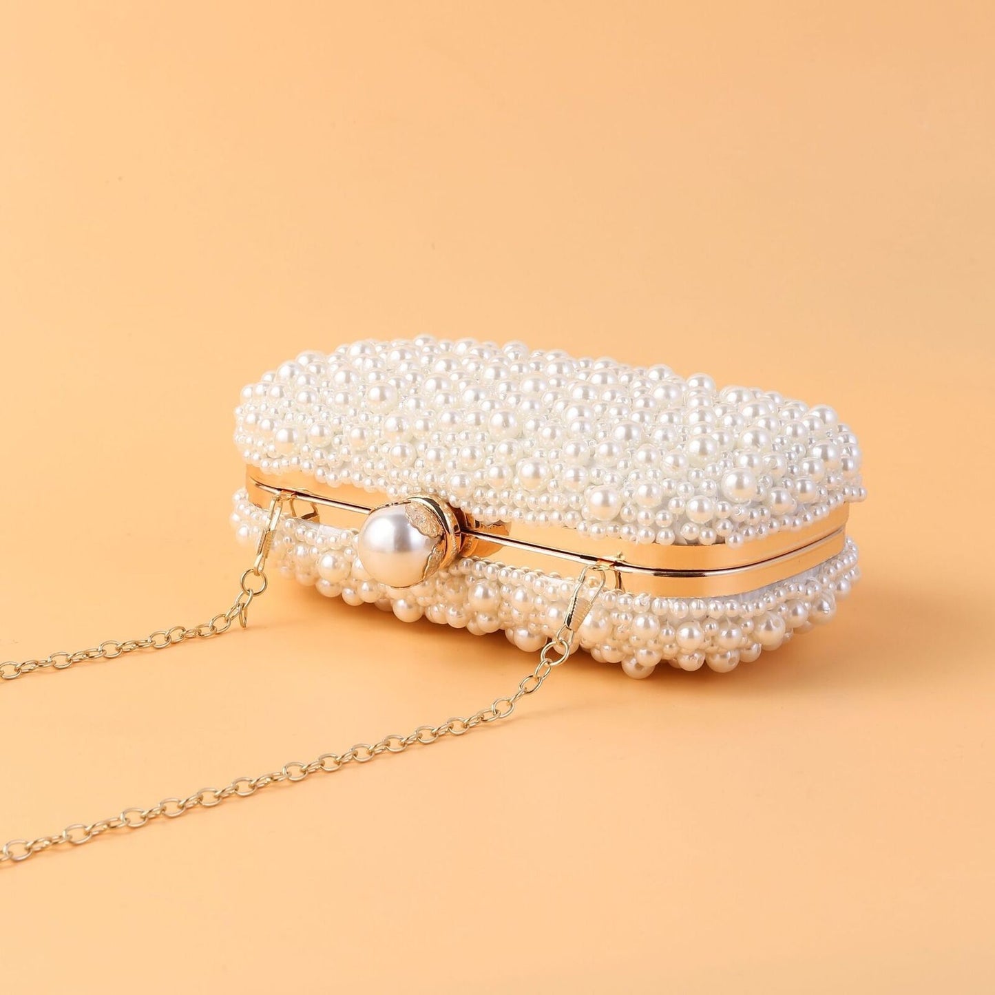 Mini Cosmetic Bag Full Pearl Studded Bags Long Chain Shoulder Purses 19*10*6 CM