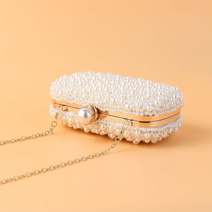 Mini Cosmetic Bag Full Pearl Studded Bags Long Chain Shoulder Purses 19*10*6 CM