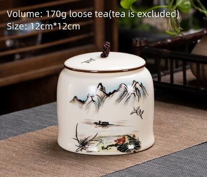Chinese Canister Porcelain Jug With Lid Sealed For Loose Tea Small Size Ceramic