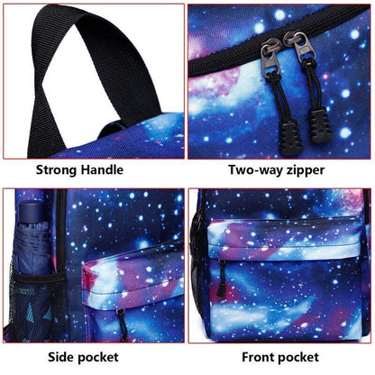 Colorful Space Print Backpack Rechargeable School Bag Traveling Polyester Canvas