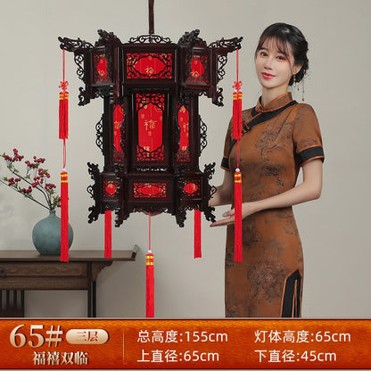 Palace Lantern Carved Wooden Chinese Lantern Balcony Red Outdoor Decoracion