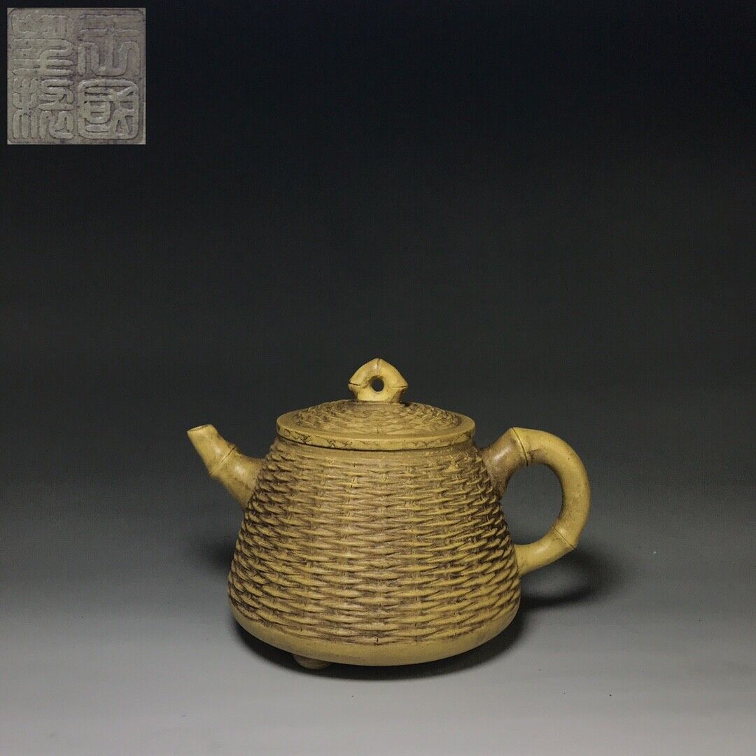 vintage chinese yixing purple clay teapot zisha ceremony carving Collectible art