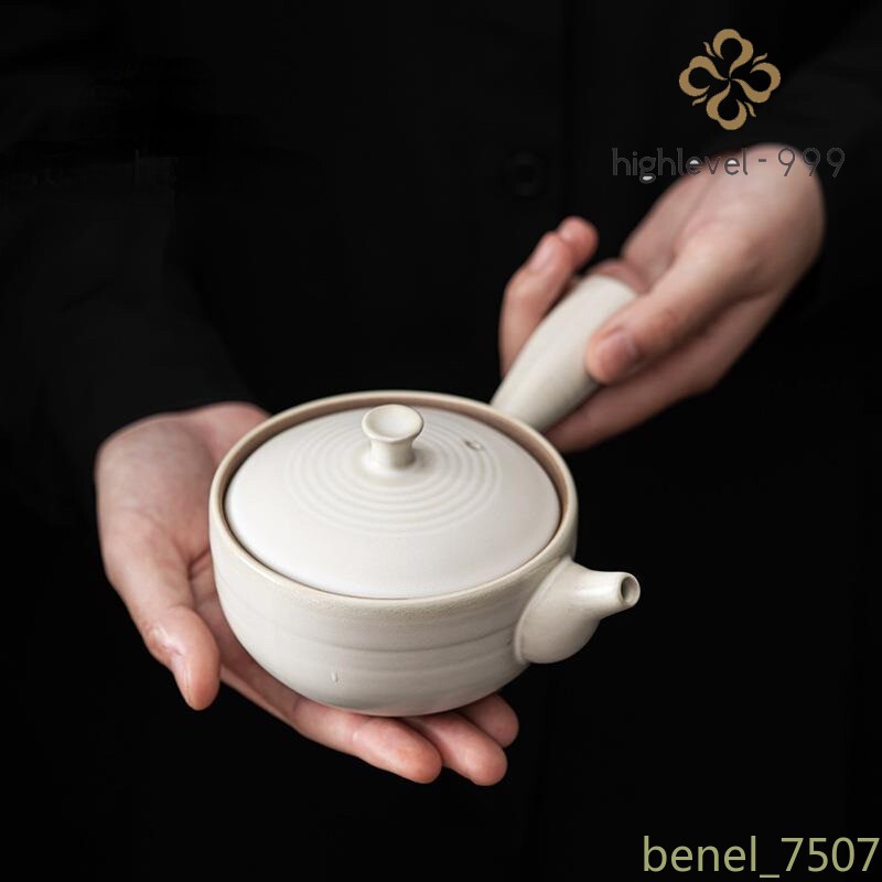 200ml Creative White Porcelain Side Handle Tea Pot Household Kung Fu Tea Set