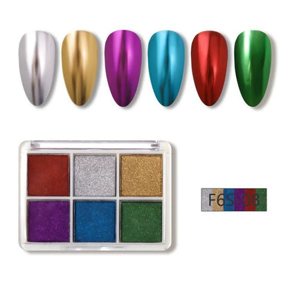 Nail Art Glitters 6 Colors Powder Metallic Laser Holographic Pigment Dust Polish