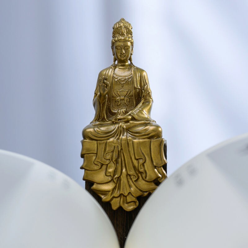 Bronze Copper Statue Carved Buddha Kwan-Yin Bodhisattva Decor Figurine Decorate