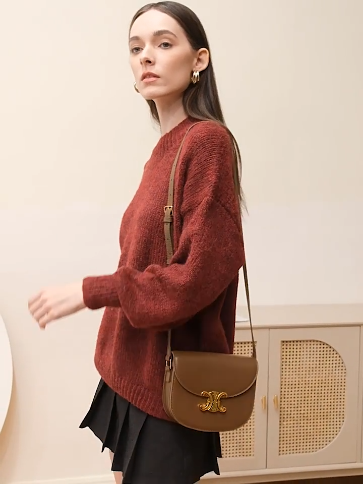 Women's real cowhide genuine leather single shoulder messenger bag purse