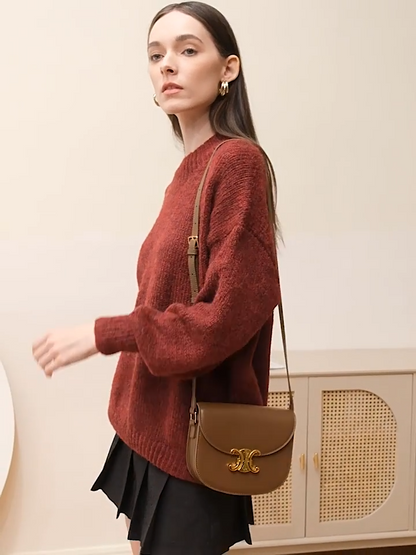 Women's real cowhide genuine leather single shoulder messenger bag purse