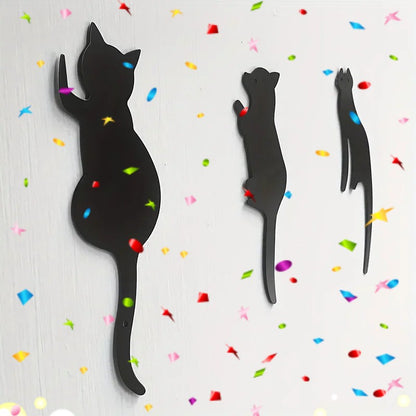 CIFbuy Cute Cat Metal Hooks 3-Pack Adhesive Wall Hanger for Robe Towel
