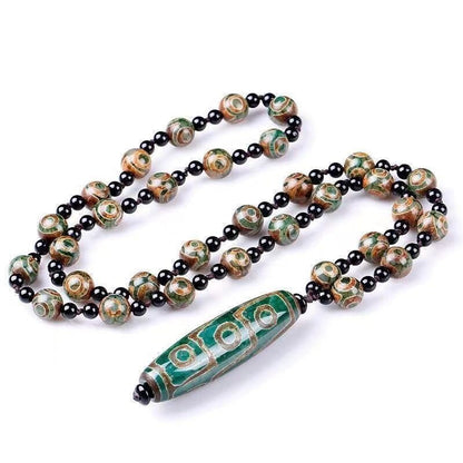 Authentic Tibetan 12 Eye Dzi Bead Pendant Necklace Natural Mineral Agate
