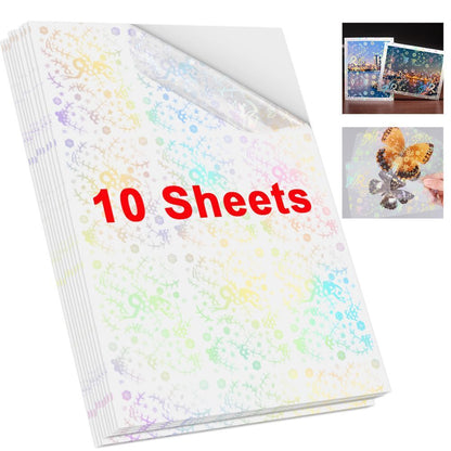 Photo Paper A4 Self-Adhesive Stickers 10 Sheets Holographic Cold Laminating Film