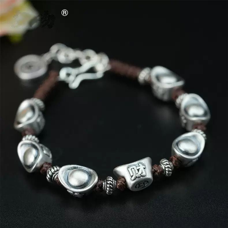 Wealth and Prosperity Chinese Style Handmade Yuanbao Bracelet High-Quality