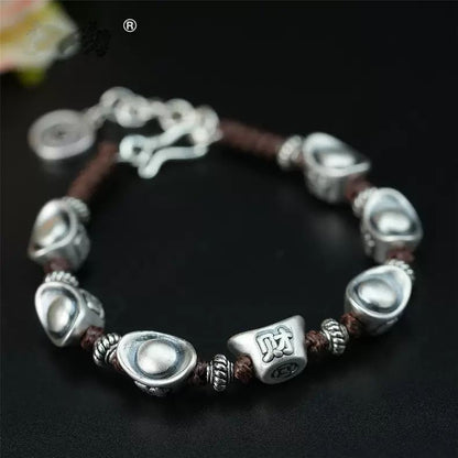 Wealth and Prosperity Chinese Style Handmade Yuanbao Bracelet High-Quality