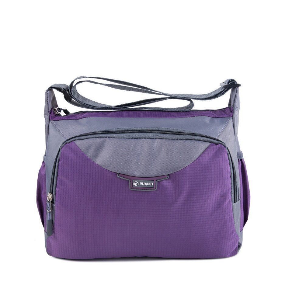 Crossbody Bag Shoulder Purse Nylon Multilayer Travel Handbag 32*11*24 CM Purple