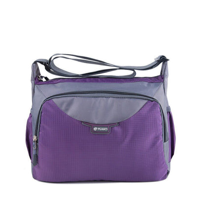 Crossbody Bag Shoulder Purse Nylon Multilayer Travel Handbag 32*11*24 CM Purple