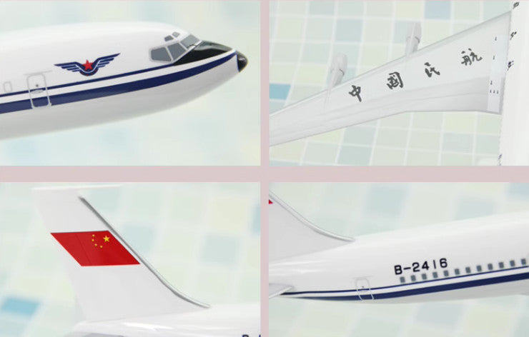 32CM 1:150 Risesoon CAAC BOEING 707 Passenger Airplane ABS Plastic Plane Model