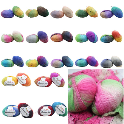 Hot Sale 50g Crochet soft Rainbow Dyeing Wool Yarn Crafts Hand Knitting Yarn