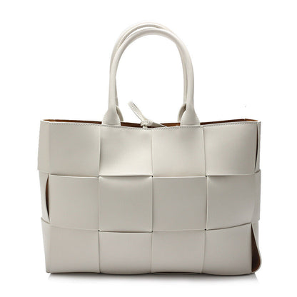 Woven Real Leather Tote Shopper Purse Handbag Work Bag Briefcase Fashion Medium