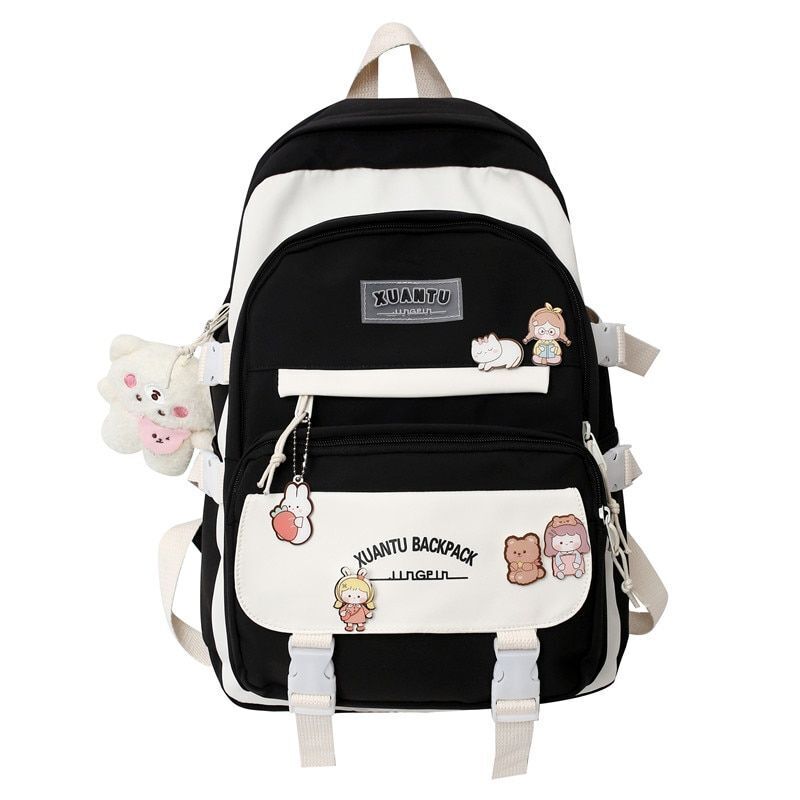 Backpack Shoulder Bag Multi Pockets Waterproof School Bags Green Blue Black Pink