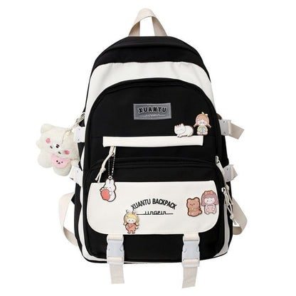 Backpack Shoulder Bag Multi Pockets Waterproof School Bags Green Blue Black Pink