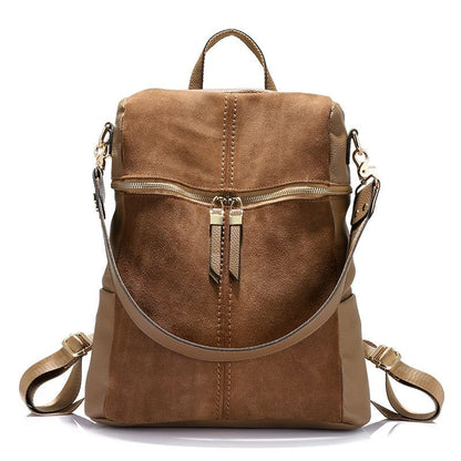 Vintage Backpack Nubuck Synthetic Leather School Large Shoulder Bags Polyester