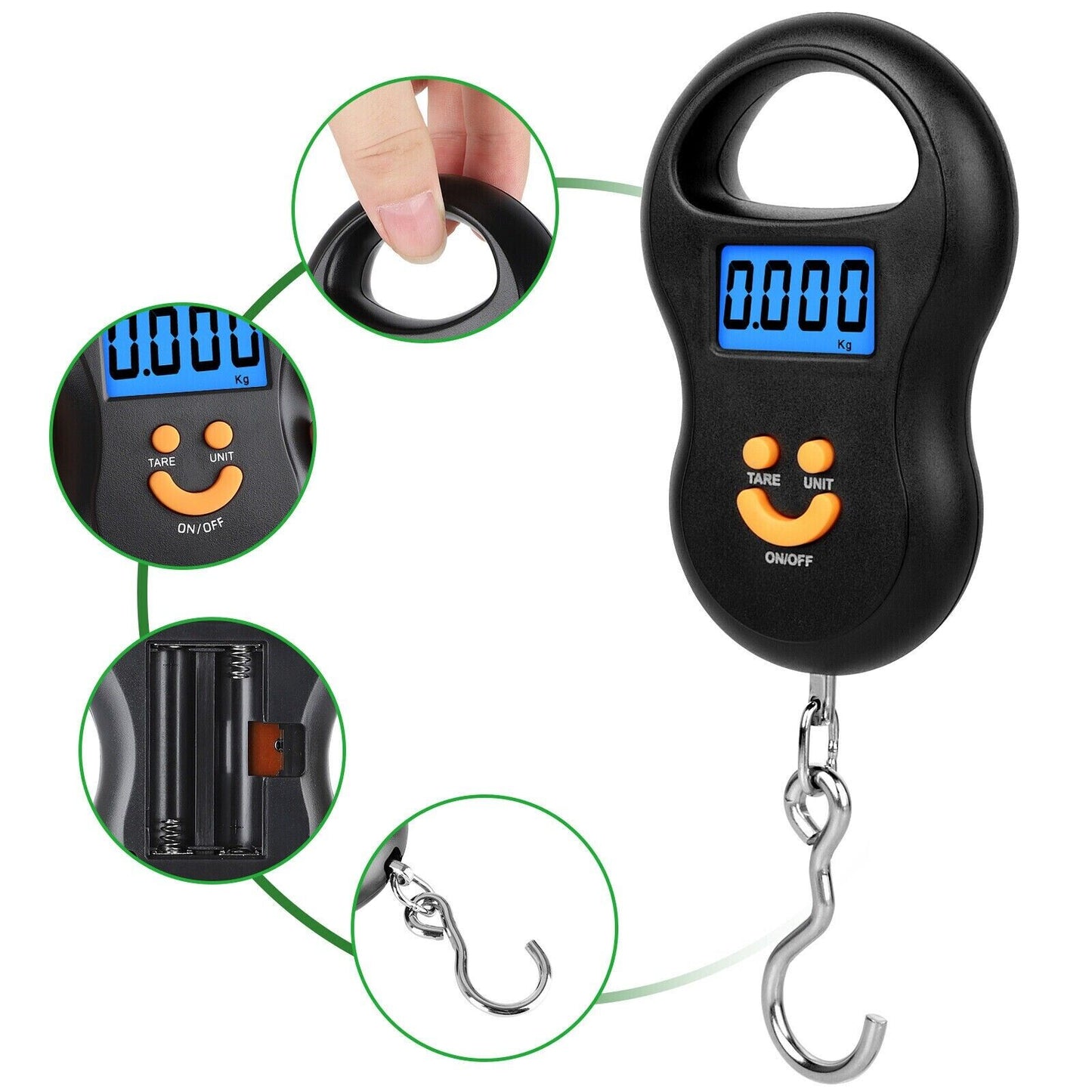 Bascula Colgante Domar Digital Para Pesar Equipaje y Maletas de Avion Negro