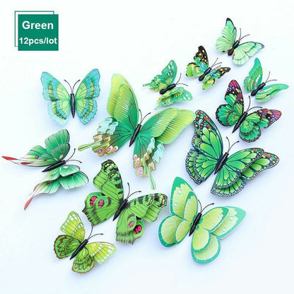 Wall Sticker 3D Double Layer Butterfly Home Decoration Decal Party Fridge Magnet