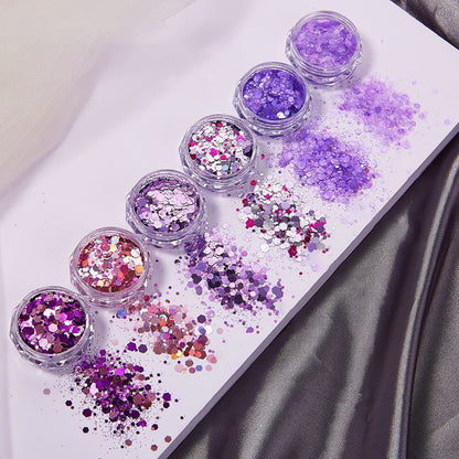 Nail Art 6Pcs Sequins Glitter Hexagon Flakes DIY Epoxy Silicone Mold Filling Kit
