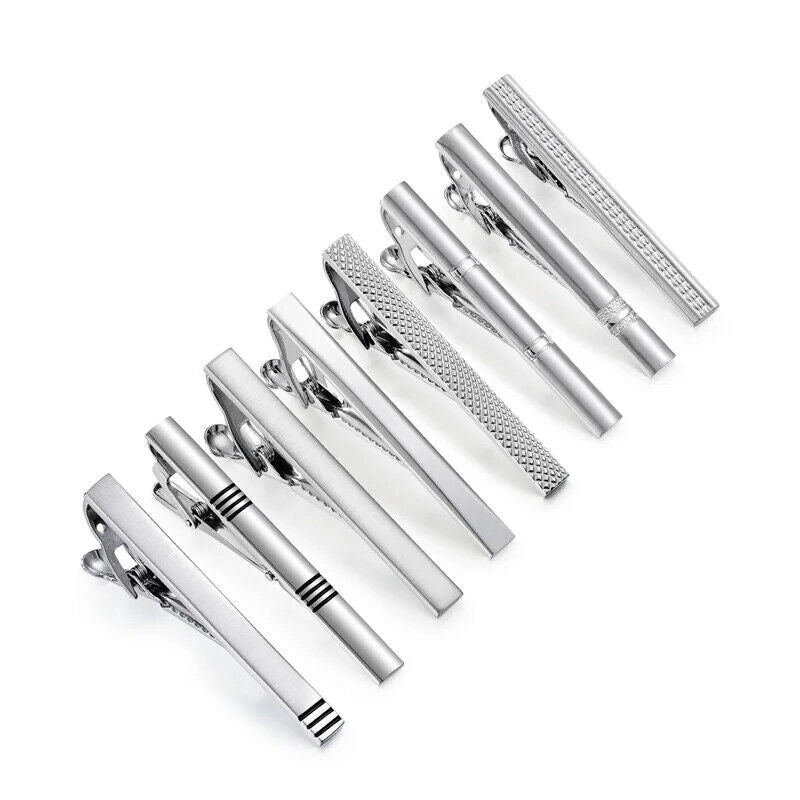Tie Clips 8Pcs Copper Short Pins Set W/ Gift Box Accessories Men Shirt Cufflinks