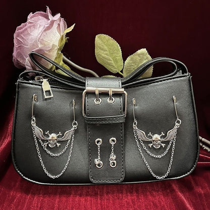 Gothic Chains Bag Fashion Punk E Girl Shoulder Bags Shopper Purse 22*11*5.5 CM