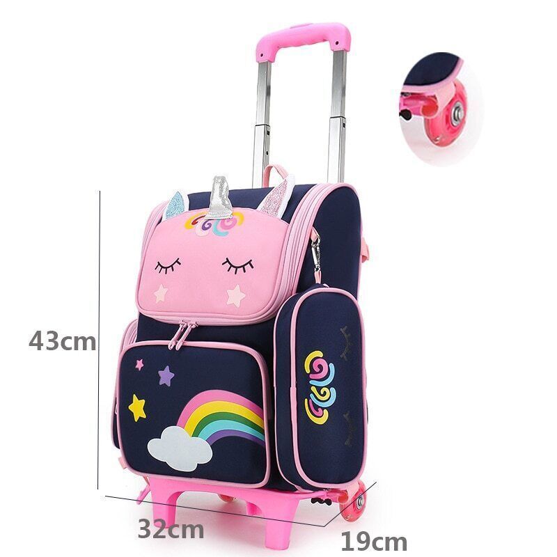 School Bags Backpack girls Trolley Bag Wheels Student Kids Backpack Bag