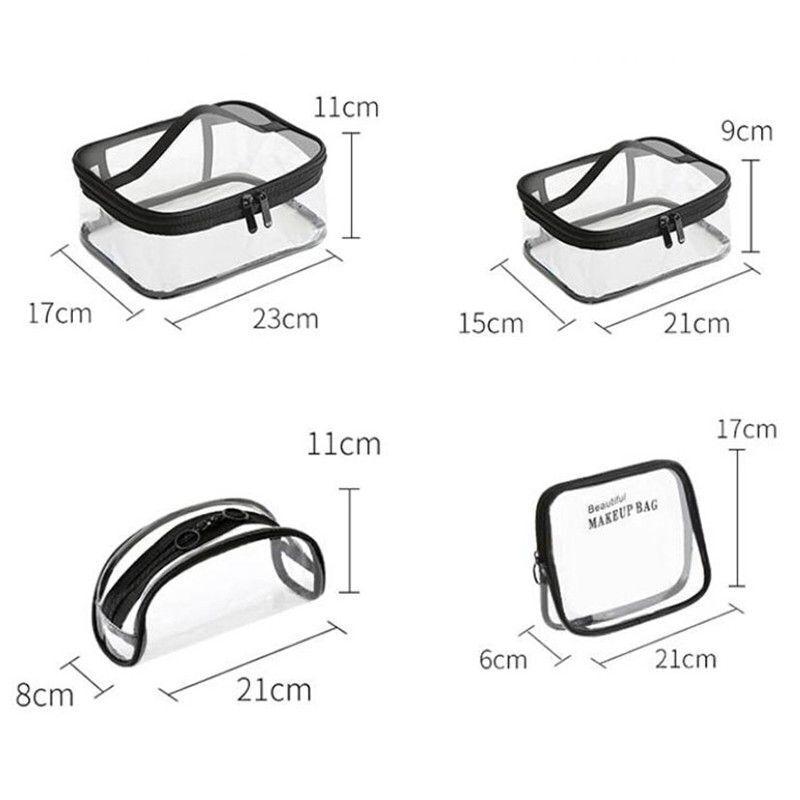 1pc Traveling PVC Cosmetic Bags Transparent Clear Makeup Bags Tote Handbags Case
