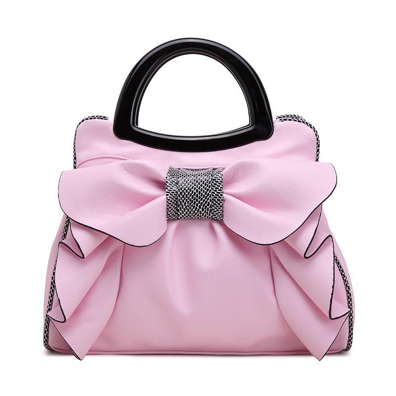 Bowknot Handbags Synthetic Leather Shoulder Messenger Bag Sweet Totes 34*15*26CM