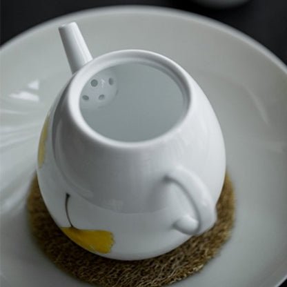 Chinese Tea Pot Ceramic Handmade White China Master Pot Handpainted Tea Brewer