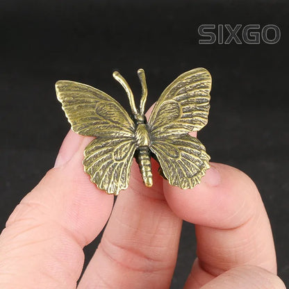 Solid Pure Brass Butterfly Figurines Miniatures Desktop Ornament Insect Statue